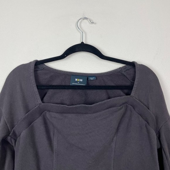 Maeve by Anthropologie Woman's Sz M Charcoal Gray Cropped Peplum Sweatshirt - Picture 3 of 7